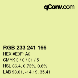 カラーコード: RGB 233 241 166 | qconv.com