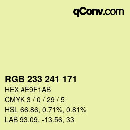 Farbcode: RGB 233 241 171 | qconv.com