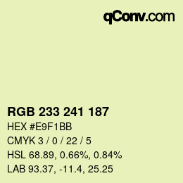 Color code: RGB 233 241 187 | qconv.com