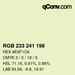 Color code: RGB 233 241 198 | qconv.com