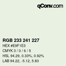 Color code: RGB 233 241 227 | qconv.com
