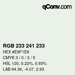 Color code: RGB 233 241 233 | qconv.com