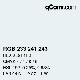 Color code: RGB 233 241 243 | qconv.com