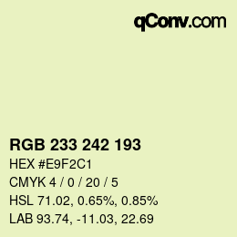 Color code: RGB 233 242 193 | qconv.com