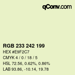 Color code: RGB 233 242 199 | qconv.com