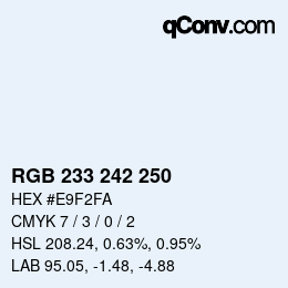 Color code: RGB 233 242 250 | qconv.com