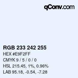 Color code: RGB 233 242 255 | qconv.com