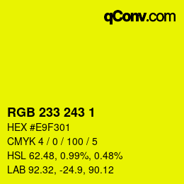 Color code: RGB 233 243 1 | qconv.com