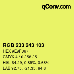 Color code: RGB 233 243 103 | qconv.com