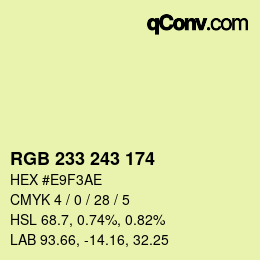 カラーコード: RGB 233 243 174 | qconv.com