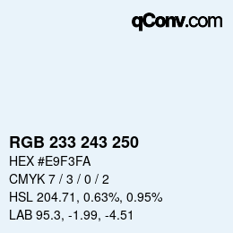 Color code: RGB 233 243 250 | qconv.com