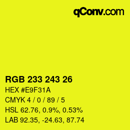 Color code: RGB 233 243 26 | qconv.com