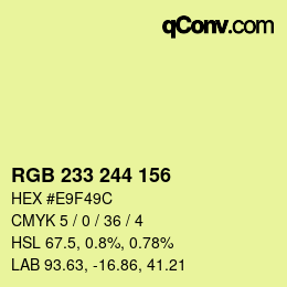 Color code: RGB 233 244 156 | qconv.com