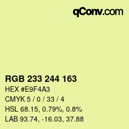 Color code: RGB 233 244 163 | qconv.com