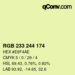 Color code: RGB 233 244 174 | qconv.com