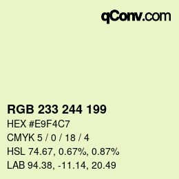 Color code: RGB 233 244 199 | qconv.com