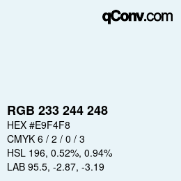 Color code: RGB 233 244 248 | qconv.com