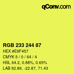 Color code: RGB 233 244 87 | qconv.com