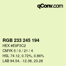 Código de color: RGB 233 245 194 | qconv.com
