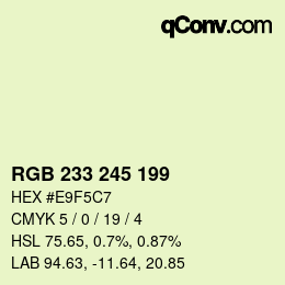Color code: RGB 233 245 199 | qconv.com