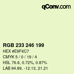 Color code: RGB 233 246 199 | qconv.com
