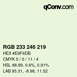 Color code: RGB 233 246 219 | qconv.com
