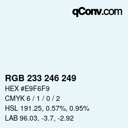 Color code: RGB 233 246 249 | qconv.com