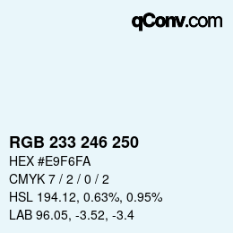 Color code: RGB 233 246 250 | qconv.com