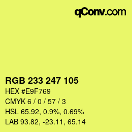 Color code: RGB 233 247 105 | qconv.com