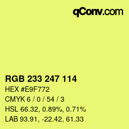 Color code: RGB 233 247 114 | qconv.com