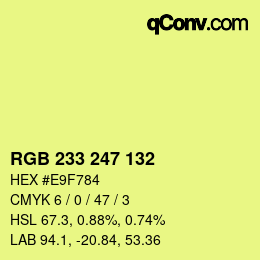 Color code: RGB 233 247 132 | qconv.com