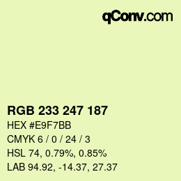 Color code: RGB 233 247 187 | qconv.com
