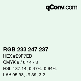 Color code: RGB 233 247 237 | qconv.com