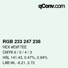 Color code: RGB 233 247 238 | qconv.com