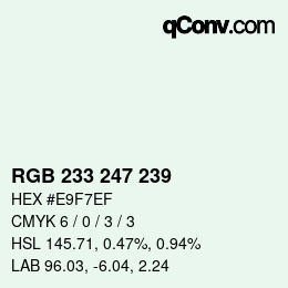 Color code: RGB 233 247 239 | qconv.com