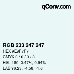 Color code: RGB 233 247 247 | qconv.com