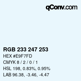 Color code: RGB 233 247 253 | qconv.com