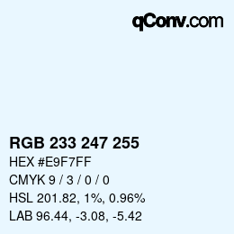 Color code: RGB 233 247 255 | qconv.com