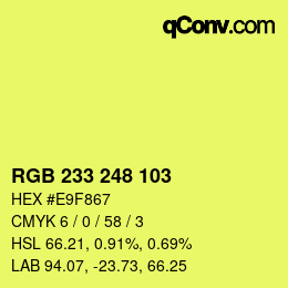 Color code: RGB 233 248 103 | qconv.com