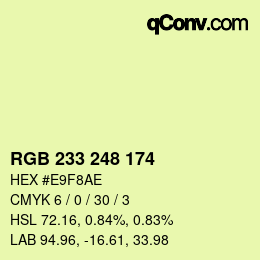 Color code: RGB 233 248 174 | qconv.com