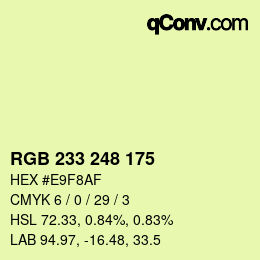 Color code: RGB 233 248 175 | qconv.com