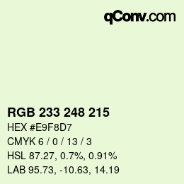 Color code: RGB 233 248 215 | qconv.com