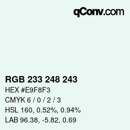 Color code: RGB 233 248 243 | qconv.com