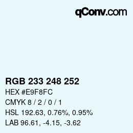 Color code: RGB 233 248 252 | qconv.com