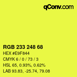Color code: RGB 233 248 68 | qconv.com