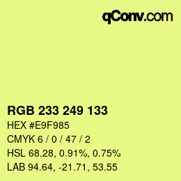 Color code: RGB 233 249 133 | qconv.com