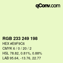 Color code: RGB 233 249 198 | qconv.com