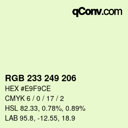 Color code: RGB 233 249 206 | qconv.com