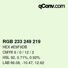 Color code: RGB 233 249 219 | qconv.com