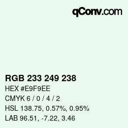 Color code: RGB 233 249 238 | qconv.com